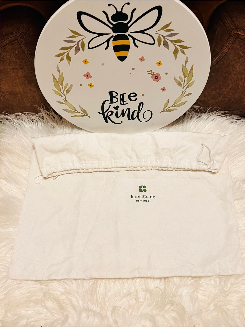 kate spade vintage made in Italy white fabric dust bag 18x18